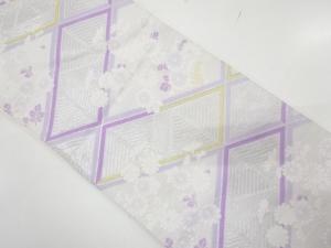 アンティーク　桧垣に菊・松菱模様織り出し袋帯（材料）